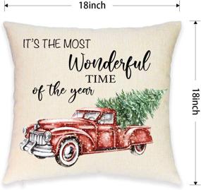 img 2 attached to 🎄 HEOFEAN Christmas Pillow Covers 18x18 Inch – Set of 2 Farmhouse Christmas Throw Pillow Covers for Holiday Decor- Red Truck Christmas Decorative Pillow Covers