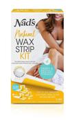 🌿 nad's wax strips kit - natural hair removal for women, all skin types - includes 6 face wax strips, 20 body wax strips, 6 bikini wax strips, and post wax oil logo