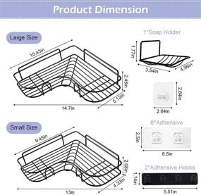 img 2 attached to 🛁 2-Pack Wall Mounted Corner Shower Caddy Shelf with Soap Holder and Adhesive Hooks - No Drilling Traceless Adhesive Storage Organizer for Bathroom, Dorm, and Kitchen