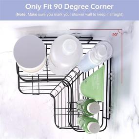 img 1 attached to 🛁 2-Pack Wall Mounted Corner Shower Caddy Shelf with Soap Holder and Adhesive Hooks - No Drilling Traceless Adhesive Storage Organizer for Bathroom, Dorm, and Kitchen