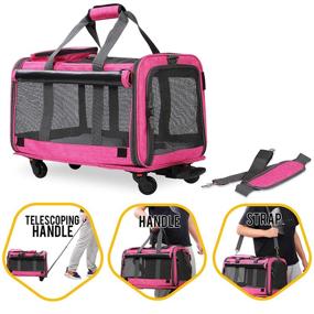 img 2 attached to 🐾 Convenient KOPEKS Pet Carrier with Detachable Wheels- Small & Medium Dogs & Cats, Heather Pink - KPS-1101