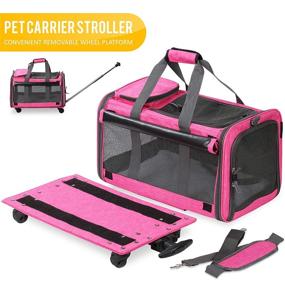 img 1 attached to 🐾 Convenient KOPEKS Pet Carrier with Detachable Wheels- Small & Medium Dogs & Cats, Heather Pink - KPS-1101