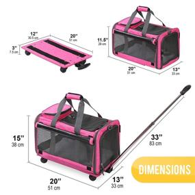 img 3 attached to 🐾 Convenient KOPEKS Pet Carrier with Detachable Wheels- Small & Medium Dogs & Cats, Heather Pink - KPS-1101