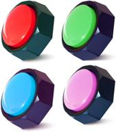 boskey set of 4 colors, recordable button, dog training buzzer - customizable voice message - 30 second recording button (battery included) (4pack) logo