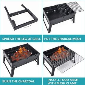 img 2 attached to 🍖 HEASEA Barbecue Charcoal Grill: Portable Stainless Steel Mini Grill for Outdoor Cooking, Camping, Picnics, Garden, Beach - BBQ Tool Kits (4-6 People), NO2