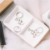 💍 quany life mr mrs jewelry ring dish: a stylish ceramic trinket tray for wedding and engagement gifts, bride desk storage, and mr mrs gold engagement honeymoon gifts for friends logo
