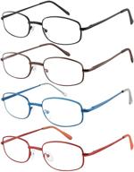 👓 women's thin metal frame reading glasses - adjustable spring hinge 4 pack in mixcolor, strength 2.5 logo