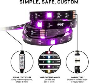 img 1 attached to 🎮 Enhance Your Gaming Setup with KontrolFreek Gaming Lights: USB Powered LED Strip Lights with Controller and 3M Adhesive for TV, Console, PC, and Wall (9 ft)