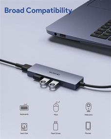 img 3 attached to Hoyoki USB 3.0 Hub: Portable Aluminum 4-Port Data Hub with SuperSpeed 5Gbps - Compatible with MacBook Air, PS4