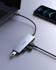 img 1 attached to Hoyoki USB 3.0 Hub: Portable Aluminum 4-Port Data Hub with SuperSpeed 5Gbps - Compatible with MacBook Air, PS4