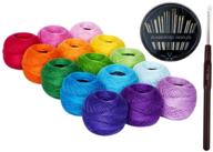 набор ниток для вязания из 15 ярких цветов с крючками маленького размера 1,0 мм и бонусными 30 штук иглами для шитья. логотип