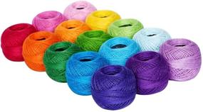img 3 attached to Набор ниток для вязания из 15 ярких цветов с крючками маленького размера 1,0 мм и бонусными 30 штук иглами для шитья.