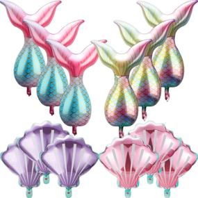 img 4 attached to 🧜 Colorful Mermaid Tail Balloons Set - Perfect for Birthday, Wedding, and Beach themed parties!