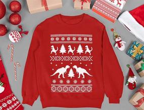 img 1 attached to Christmas Sweatshirt Dinosaur Sleeve T Shirt Boys' Clothing via Fashion Hoodies & Sweatshirts