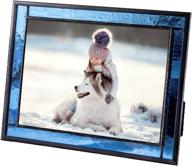 🖼️ blue stained glass picture frame display: 5x7 easel back | home decor graduation gift for women or men | family vacation pic 324-57hv логотип