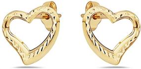 img 3 attached to 💎 Pori Jewelers 14K Solid Gold Heart Stud Earrings with Butterfly Backings - Diverse Variations in Color Choices