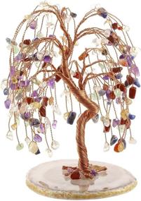 img 4 attached to PESOENTH 7 Chakra Money Tree Feng Shui Crystals Gemstones Tree of Life Ornaments Figurines Agate Slice Geode Quartz Stone Stand for Abundance, Prosperity, and Positive Energy - Wealth Attractor, Luck Magnet, Healing Home Desk Decoration