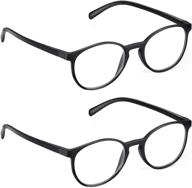 👓 read optics 2 packs: men's and women's round reading glasses & round blue light glasses, 0.00-3.5 strength logo