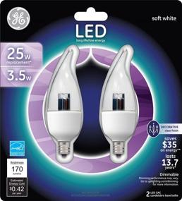 img 1 attached to 💡 GE Lighting 22997 LED 3.5W (25W Replacement) 170LM Bent Tip Light Bulb, Candelabra Base, Clear Soft White, 2-Pack
