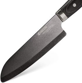 img 3 attached to 🔪 Керамический нож шеф-повара "Kyocera Limited Series" Santoku 6": Ручка из черного дерева пакка, сделанная вручную.