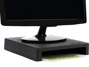 img 1 attached to 🖥️ VuRyser 2 Inch Computer Monitor Riser Stand - Stackable Set of 2, 11.37 X 11.37 X 2 Inches, Black - VUR 4855 by Vu Ryte