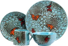 img 4 attached to 🦋 Elama 930103342M ELM BUTTERFLY GARDEN 16Pc Dinnerware: Add Charm and Elegance to Your Dining Experience