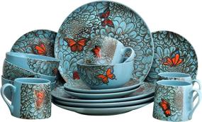 img 3 attached to 🦋 Elama 930103342M ELM BUTTERFLY GARDEN 16Pc Dinnerware: Add Charm and Elegance to Your Dining Experience