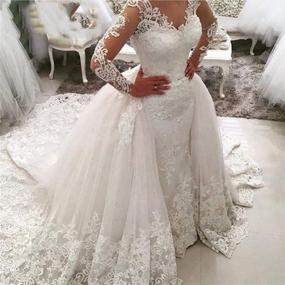 img 1 attached to 👰 Изысканное женское платье русалка на одно плечо с отстегивающимся верхом и платьями для свадьбы, для великолепного внешнего вида