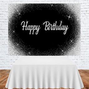 img 2 attached to 🎉 Глиттерные серебряные точки и черный фон для счастливого дня рождения - 7x5 футов фотографический фон для украшения дня рождения, подходит для мужчин и женщин любого возраста.