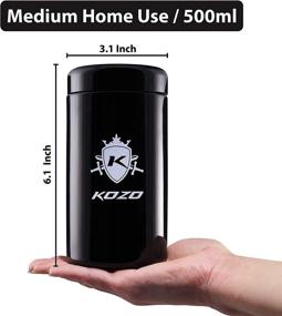 img 3 attached to 🔒 KOZO Airtight Storage Jar - Black Glass with UV Protection | Humidity Pack | Keep Spices, Herbs, Coffee, and Sugar Fresh | Large Stylish 2 oz Size (500 ml)