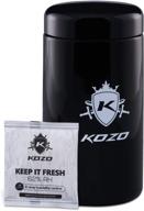 🔒 kozo airtight storage jar - black glass with uv protection | humidity pack | keep spices, herbs, coffee, and sugar fresh | large stylish 2 oz size (500 ml) логотип