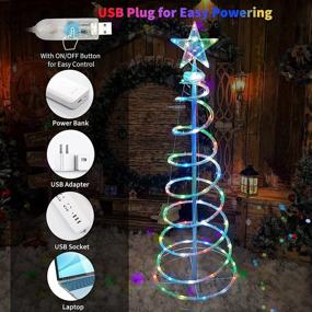 img 1 attached to 🎄 Spiral Christmas Tree Lights: 16 Color LED Rope Light with Timer, Remote Control, and USB Operation – 4ft RGB Lighted Tree with Star Topper for Festive Decor in Bedroom, Home, Garden, Yard, Parties!