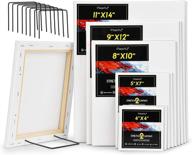 🎨 magicfly cotton stretched canvases for painting with display brackets, pack of 10 - 8x10", 9x12", 11x14", 4x4", 5x7" - premium white blank canvases for acrylic artists and beginners logo