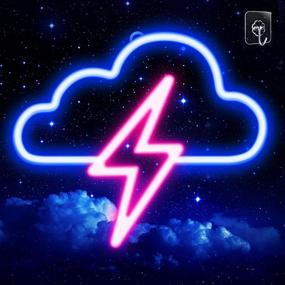 img 4 attached to 🌩️ JTLMEEN Cloud and Lightning Neon Lights for Bedroom - USB/Battery Powered Led Neon Sign Light - Aesthetic Decor for Home Kids Room Festival & Birthday (Pink)