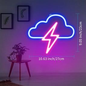 img 1 attached to 🌩️ JTLMEEN Cloud and Lightning Neon Lights for Bedroom - USB/Battery Powered Led Neon Sign Light - Aesthetic Decor for Home Kids Room Festival & Birthday (Pink)