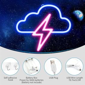 img 3 attached to 🌩️ JTLMEEN Cloud and Lightning Neon Lights for Bedroom - USB/Battery Powered Led Neon Sign Light - Aesthetic Decor for Home Kids Room Festival & Birthday (Pink)