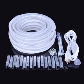 img 3 attached to 💡 50ft LED Neon Rope Lights - Bright White Outdoor Lighting, Waterproof, 6000K, 110V UL Power Plug-in, 1800 Units SMD2835, Connectable, Flexible Decorative Neon Light Strip for Bedroom, Patio, Deck, Kitchen