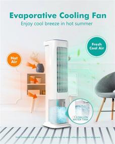 img 3 attached to 🌀 Portable Tower Fan and Humidifier with Evaporative Air Cooling, 1.3 Gal Water Tank, 3 Wind Speeds & 3 Modes, 50° Oscillation, 12H Timer, Remote Control, Sunday Living Quiet Swamp Cooler with 2 Ice Packs