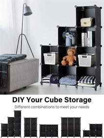 img 1 attached to Kootek Cube Storage Organizer: DIY 9-Cube Modular Bookshelf with Hammer for Efficient Closet Organization in Living Room, Bedroom, Office - Black