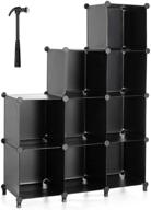 kootek cube storage organizer: diy 9-cube modular bookshelf with hammer for efficient closet organization in living room, bedroom, office - black logo