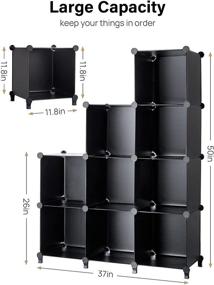 img 3 attached to Kootek Cube Storage Organizer: DIY 9-Cube Modular Bookshelf with Hammer for Efficient Closet Organization in Living Room, Bedroom, Office - Black