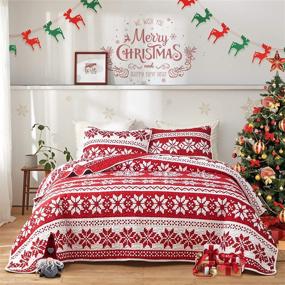 img 4 attached to 🛏️ Cozy Up with the FlySheep Christmas Quilt Set Queen – Festive Microfiber Bedding in Red & White Snowflake Print
