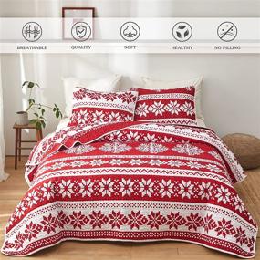 img 3 attached to 🛏️ Cozy Up with the FlySheep Christmas Quilt Set Queen – Festive Microfiber Bedding in Red & White Snowflake Print