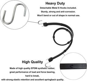 img 1 attached to 🔗 10-Pack Heavy Duty EPDM Bungee Cords with Hooks - Adjustable 31' Inch Stretch Tie Down Straps for Outdoor, Tarp Covers, Canvas Canopies, Motorcycle, Cargo - Set of 10 Pieces