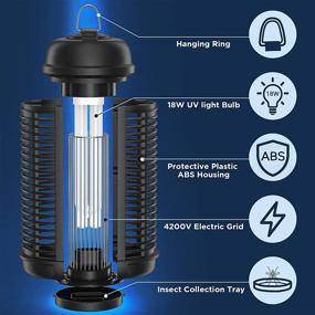img 3 attached to Outdoor Bug Zapper: Powerful 4200V Electric Mosquito Zapper with 18W Bulb - Rainproof Mosquito Killer Insect Trap for Home Backyard Patio Garden