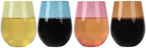 img 1 attached to 🍷 Lily's Home Unbreakable Poolside Acrylic Stemless Wine Glasses and Water Tumblers - Shatterproof Plastic, Indoor/Outdoor Use, Reusable, Mixed Colors - Set of 4, 14 Oz.