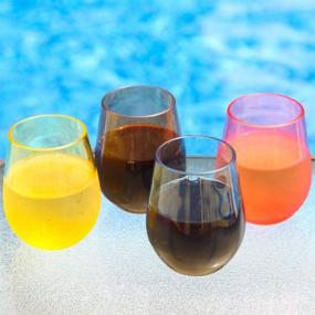 img 3 attached to 🍷 Lily's Home Unbreakable Poolside Acrylic Stemless Wine Glasses and Water Tumblers - Shatterproof Plastic, Indoor/Outdoor Use, Reusable, Mixed Colors - Set of 4, 14 Oz.