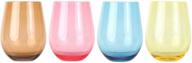 🍷 lily's home unbreakable poolside acrylic stemless wine glasses and water tumblers - shatterproof plastic, indoor/outdoor use, reusable, mixed colors - set of 4, 14 oz. логотип