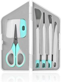 img 4 attached to 🔧 Premium Craft Vinyl Weeding Tools Set by WISEPRO: Precision Scissors, Scrapers, Spatula, Straight & Bent Weeders, Tweezers – Complete with Plastic Storage Box