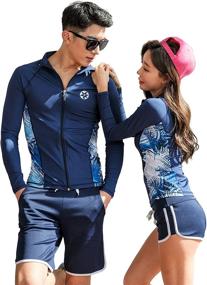 img 4 attached to Ultimate Rash Guard UV Sun Protection Set: His and Her 🌞 Matching Design, Slim Fit Zip Up, Long Sleeve - Navy #221 JG